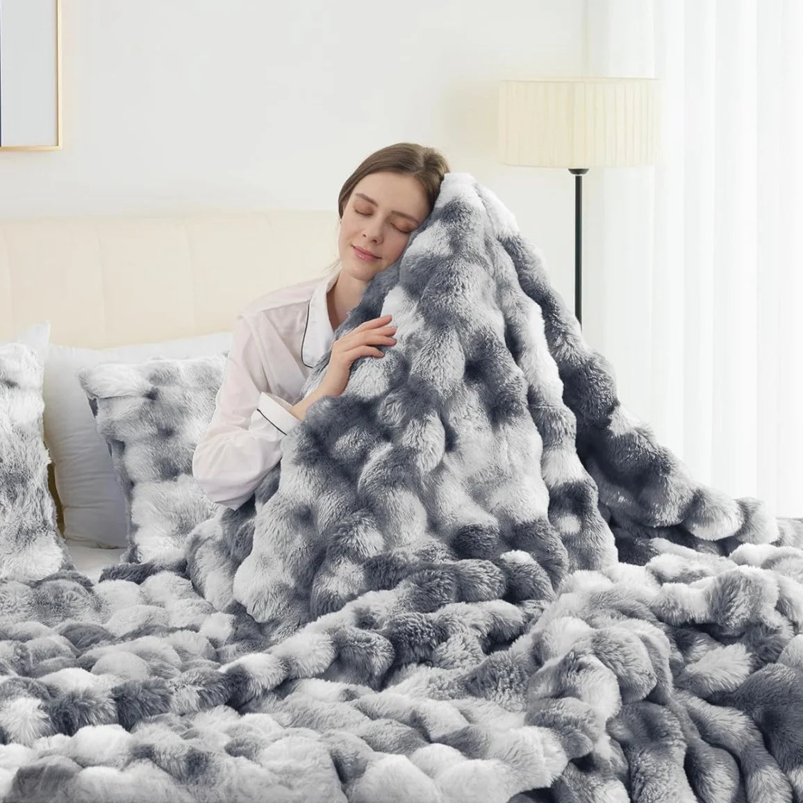 Haven Weighted Faux Rabbit Fleece Blanket