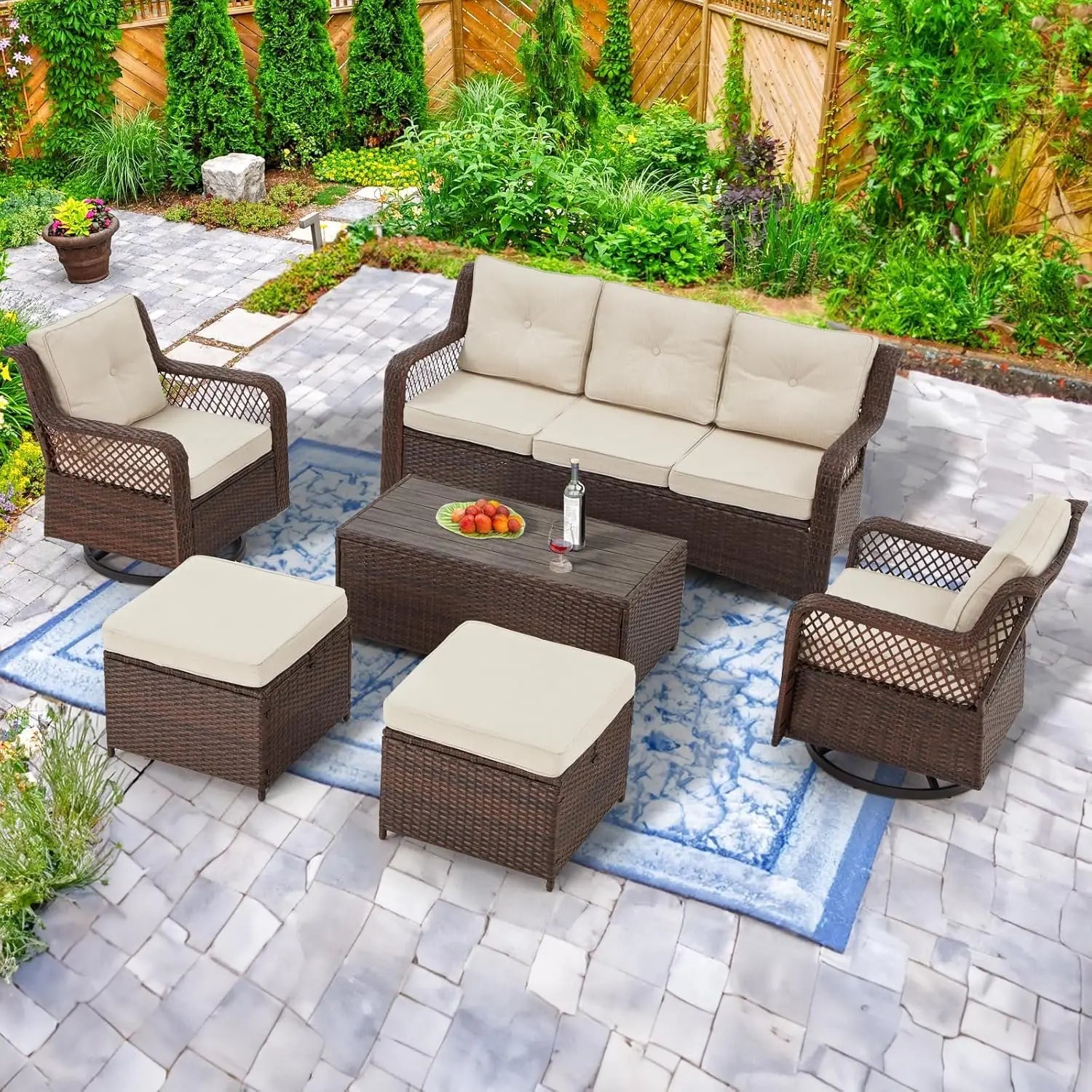 Harbor Pointe 6-Piece Swivel Patio Conversation Set