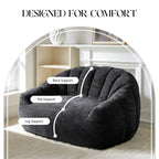 Comfy Bean Bag Sofa with Back Support, Oversized Reading Chair ， Big Fluffy Lazy Lounge Sofa ，Faux Fur Bean Bag Chair ， Stuffed Floor Sofa for Living Room, Bedroom