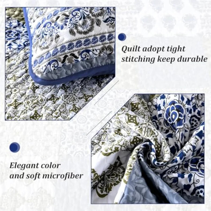 Haven Meadow Boho Floral Quilt Set – 3 Piece