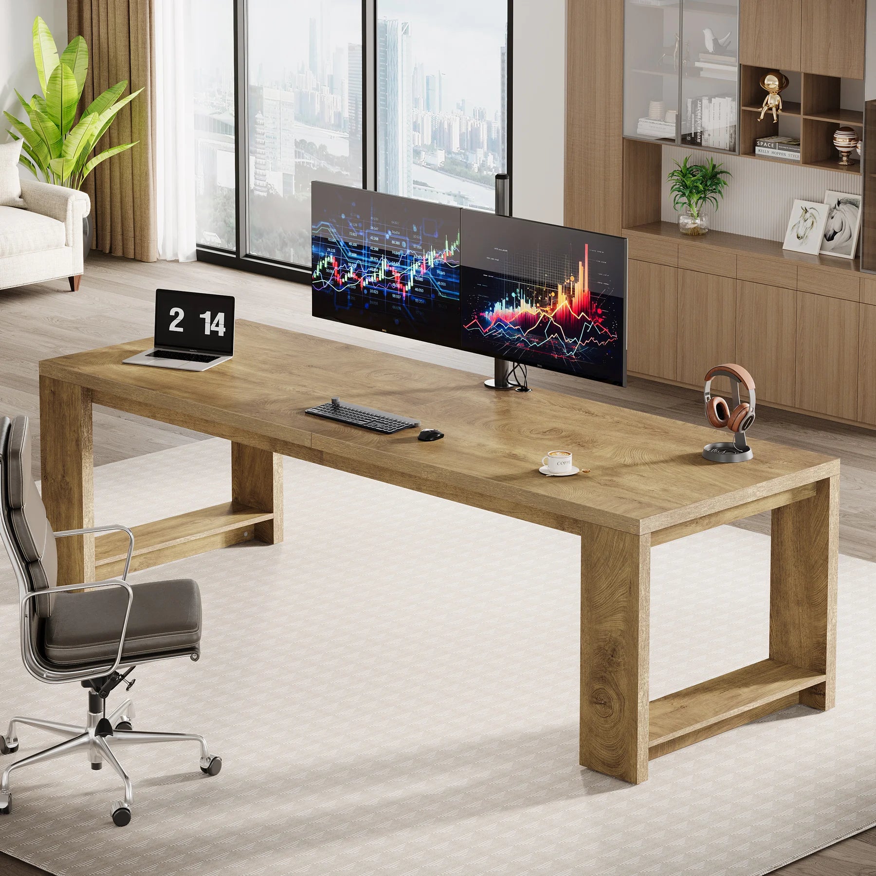 Haven Ridge Collaborative Workspace Desk – 86.6 Inch Double Workstation