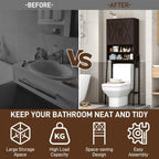 Farmhouse Over Toilet Storage Cabinet, Metal Frame with Barn Doors, Space-Saving Bathroom Rack