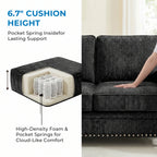 Chenille Living Room Sofa Set with Thick Cushions & Wood Frame - 3-Piece