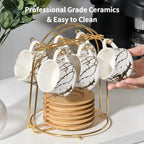 Café Lumière Ceramic Espresso Cup Set with Metal Stand