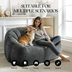 Comfy Bean Bag Sofa with Back Support, Oversized Reading Chair ， Big Fluffy Lazy Lounge Sofa ，Faux Fur Bean Bag Chair ， Stuffed Floor Sofa for Living Room, Bedroom