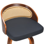 Swivel Bar Stools, Modern Wood Frame with Rattan Back, PU Leather Seat for Kitchen Counter & Bar Table - Set of 2