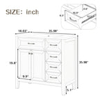 36" Grey Bathroom Vanity with Sink and Drawers, Solid Frame MDF Cabinet