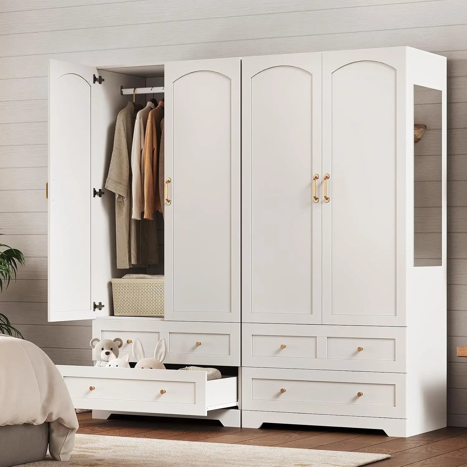 Haven Ridge Manor Wardrobe Armoire with Full-Length Mirror