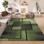 Green Abstract Geometric Area Rug