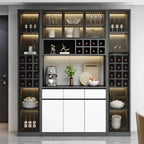 Modern Solid Oak Wine & Bar Cabinet with Glass Storage