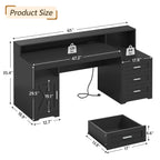 Heritage Farmhouse 65" Executive Computer Desk with Storage & Power Station