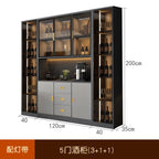 Luxury Wooden Wine Display Cabinet with Tempered Glass Doors & 5-Tier Storage