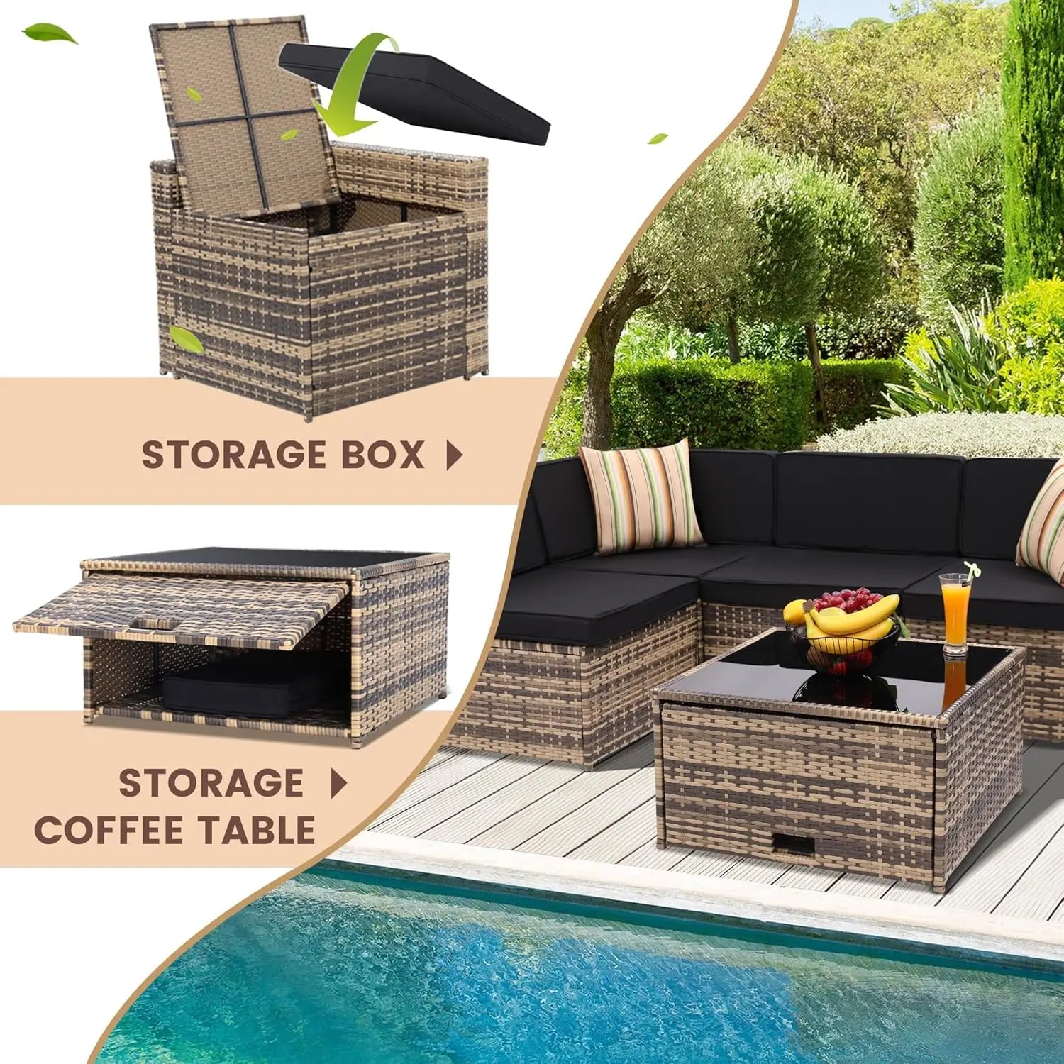 Aspen Ridge 8-Piece Outdoor Wicker Patio Sectional Set