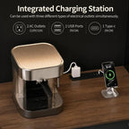 Black Kitchen Pantry Hutch with LED Lighting, Charging Station, Wine Rack & Adjustable Storage