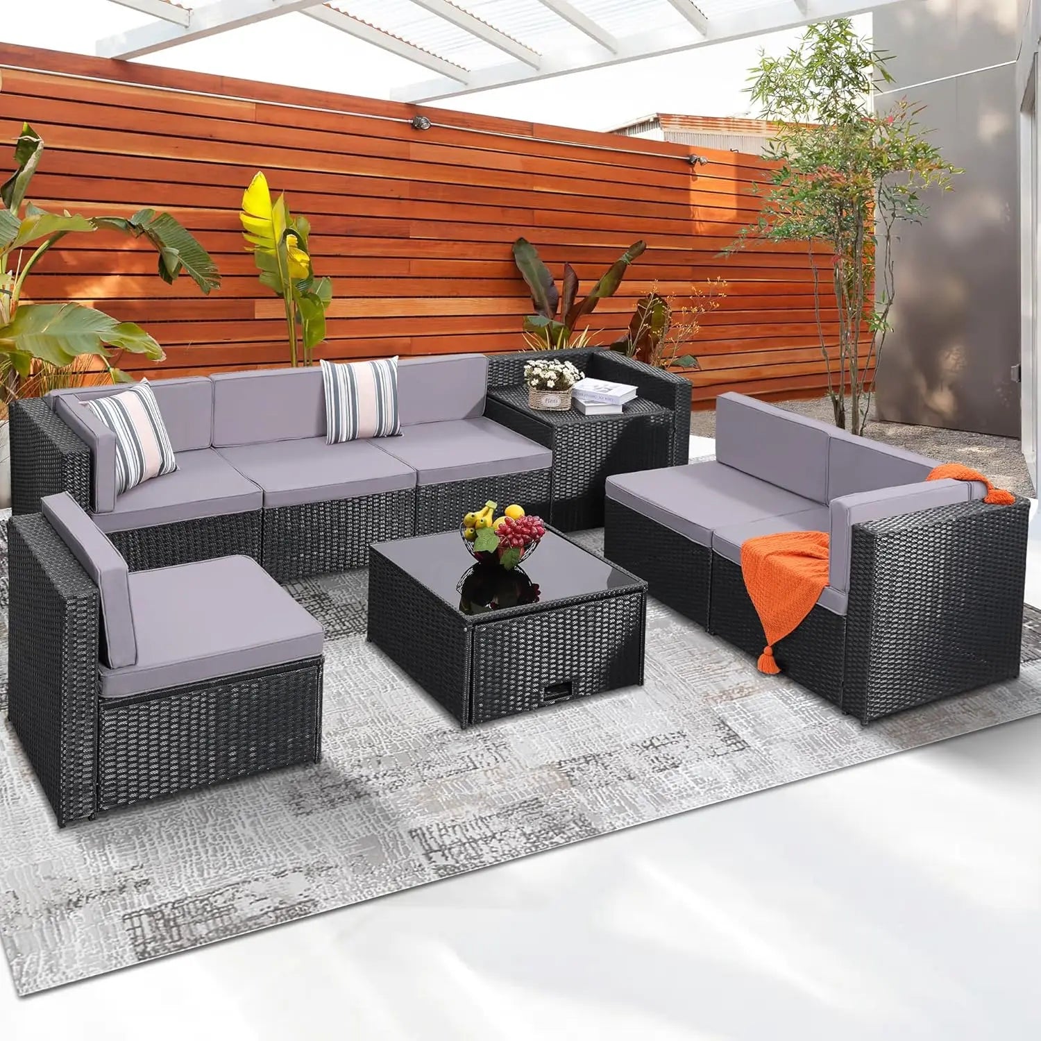 Aspen Ridge 8-Piece Outdoor Wicker Patio Sectional Set