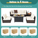 Monterey 7-Piece Patio Lounge Set with Fire Pit Table