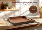 Oak & Iron Acacia Wood Ottoman Serving Tray
