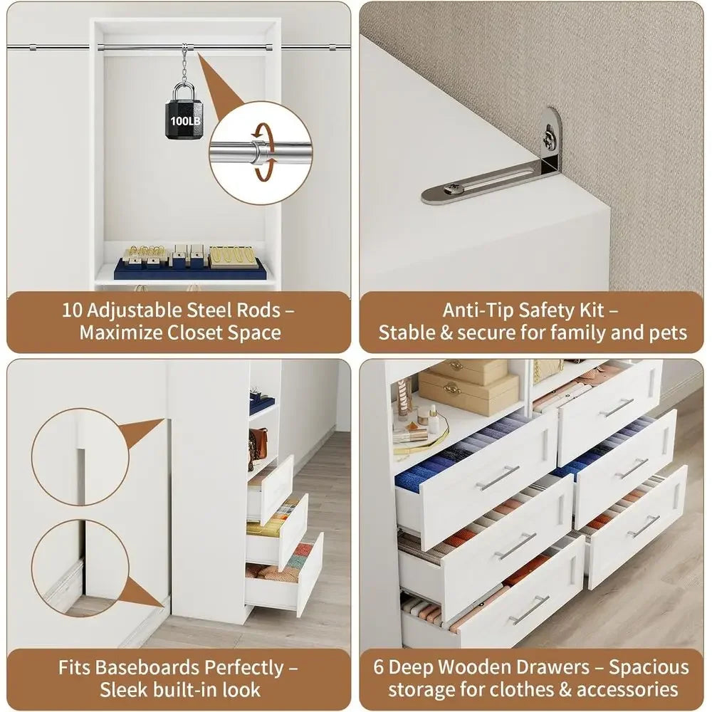 6-Drawer Modular Walk-In Closet Organizer System