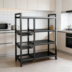 4-Tier Rolling Storage Rack with 3 Baskets