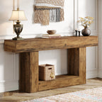 Tribesigns 160 cm Console Table, Farmhouse 2-Tier Entryway Table with U-Shaped Base, Narrow Wood Sofa Table Behind Couch Table