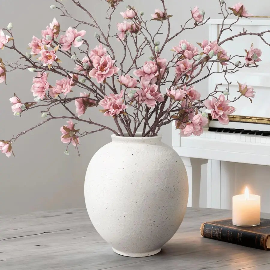 Willow Creek Rustic White Ceramic Flower Vase