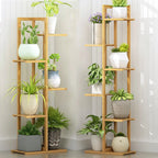 Vertical Bamboo Plant Stand – 5/6 Tier Indoor & Outdoor Display Shelf