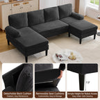Korser U-Shaped Sectional Sofa 4 Seater Lounge Sleeper with Removable Cushions Upholstered Couches for Living Room