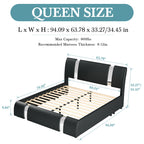 Ironcrest Modern Faux Leather Platform Bed Frame
