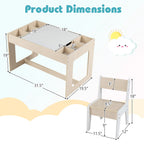 Multifunctional Kids Table & 2 Chairs Set w/ Removable Double-sized Tabletop