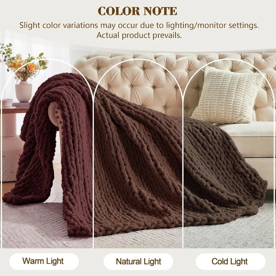 Haven Ridge Chunky Knit Chenille Throw Blanket