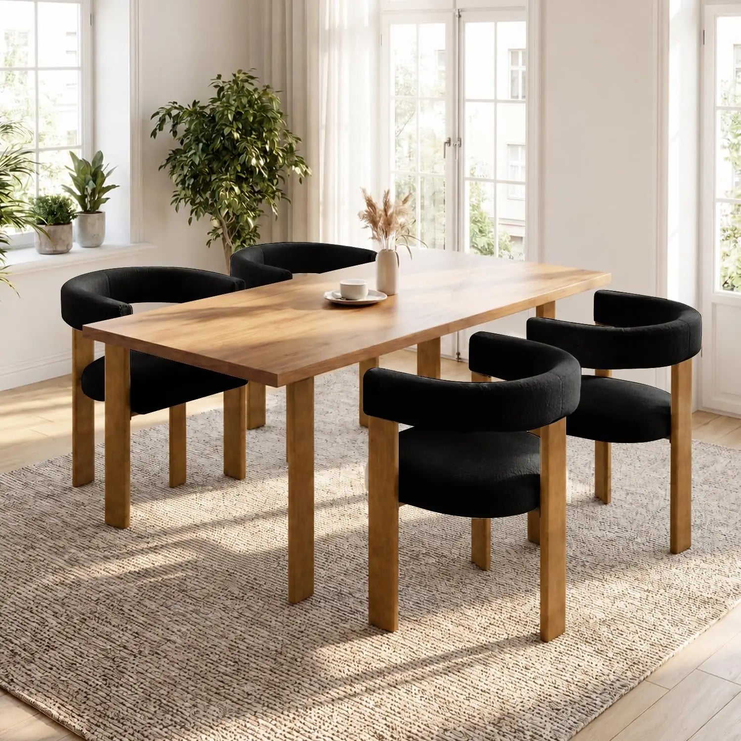 Boucle Dining Chair Set of 4 Corduroy Upholstered Dining Room Chairs Kitchen Chairs with Metal Legs Mid Century Modern, Custom
