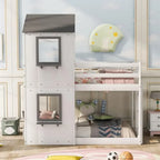 White Twin Over Twin Cottage House Bunk Bed
