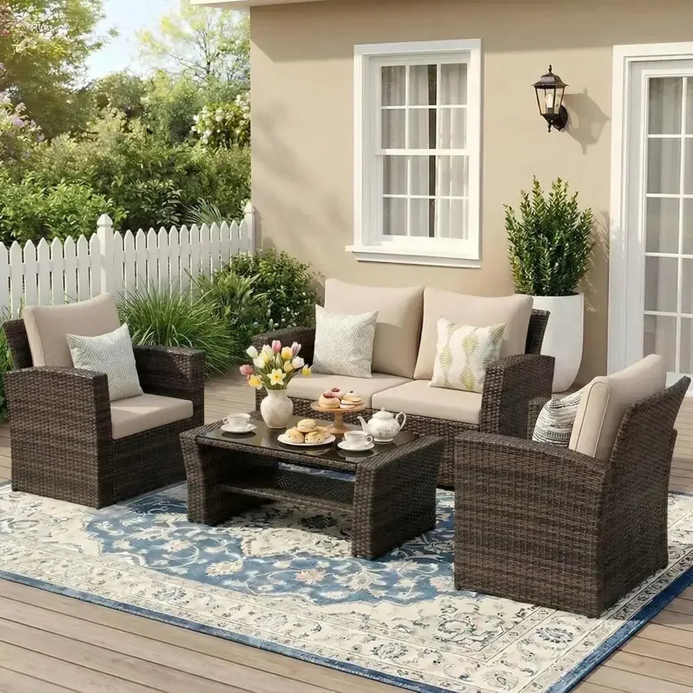 Canyon Grove 4-Piece All-Weather Wicker Patio Set
