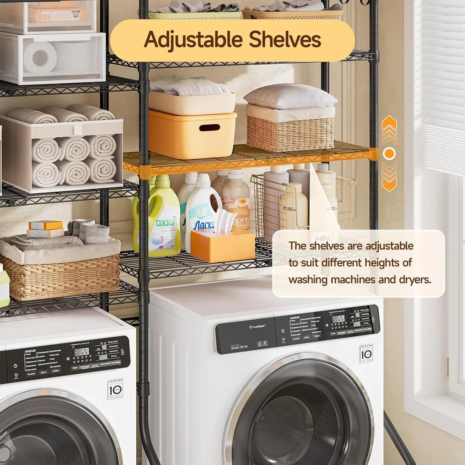 6-Tier Over Washer & Dryer Laundry Storage Rack
