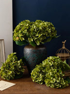 MEHELANY 1pc Light Green Artificial Hydrangea Flower, Realistic Silk High-Quality Artificial Flower, Suitable For DIY Wedding Bouquet, Party, Autumn Home Living Room Kitchen Garden Hotel Office Decoration,  Thanksgiving Harve