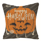 Halloween Pumpkin & Ghost Throw Pillow Cover – Spooky Fall Sofa Décor