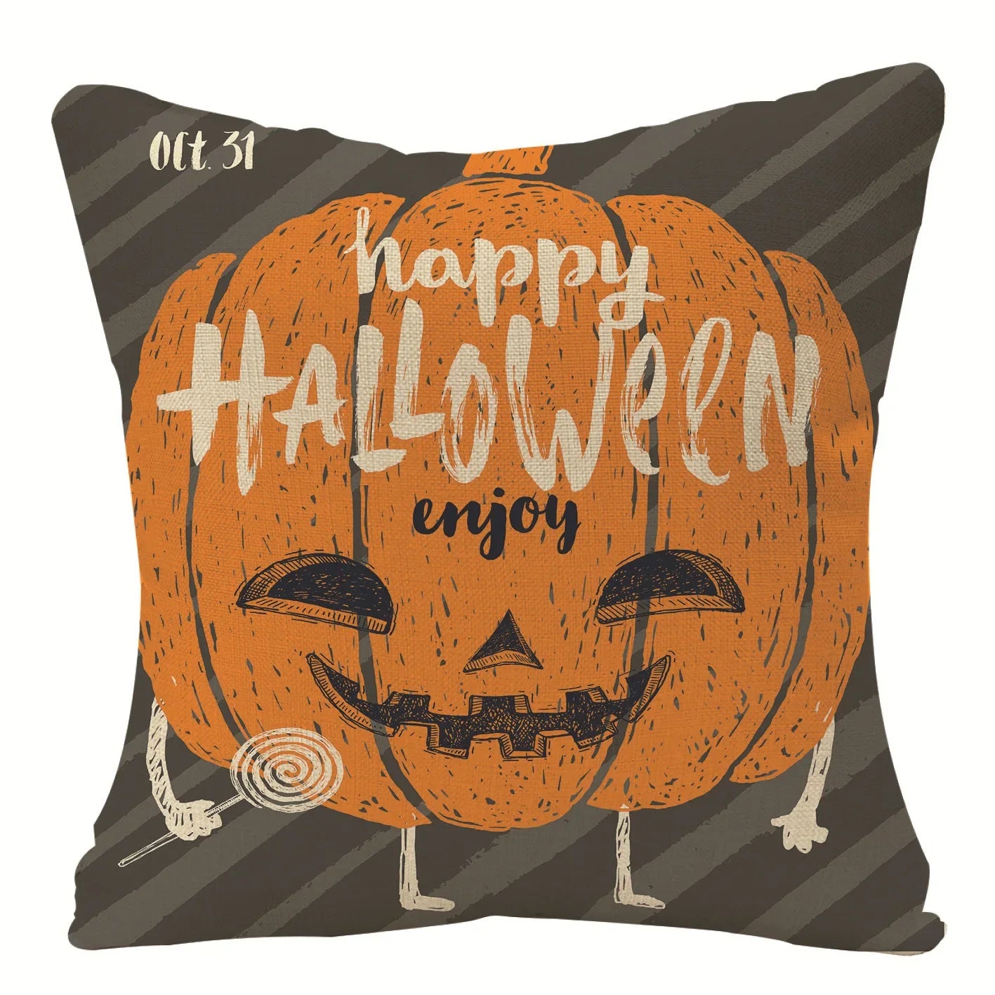 Halloween Pumpkin & Ghost Throw Pillow Cover – Spooky Fall Sofa Décor