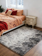 Tie-Dye Dark Gray Plush Shag Area Rug