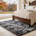 Tie-Dye Dark Gray Plush Shag Area Rug
