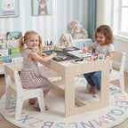 Multifunctional Kids Table & 2 Chairs Set w/ Removable Double-sized Tabletop