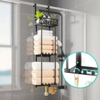HavenHarbor Over-the-Door & Wall-Mounted Towel Rack with Storage Shelf