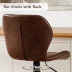 Bar Stools Set of 4, Modern Swivel Counter Height Barstools for Kitchen Island Chairs, Adjustable Fabric Bar Stools with Back