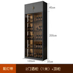 Luxury Wooden Wine Display Cabinet with Tempered Glass Doors & 5-Tier Storage