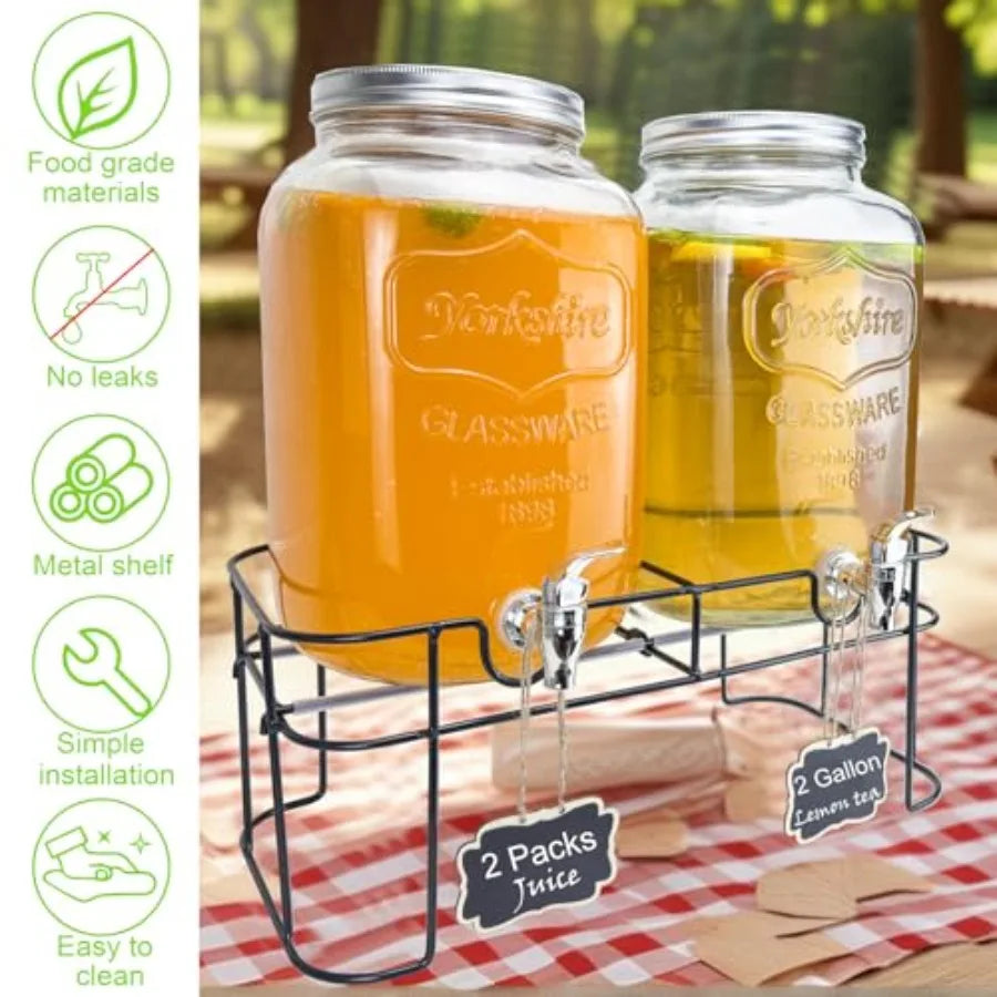 Willow Ridge Entertain Glass Beverage Dispenser Set with Stands – 2 Piece