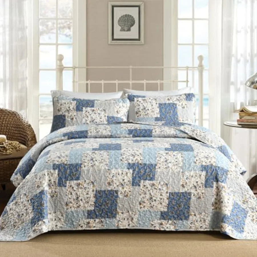 Haven Meadow Boho Floral Quilt Set – 3 Piece