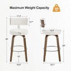 Walnut Crest Swivel Faux Leather Bar Stools