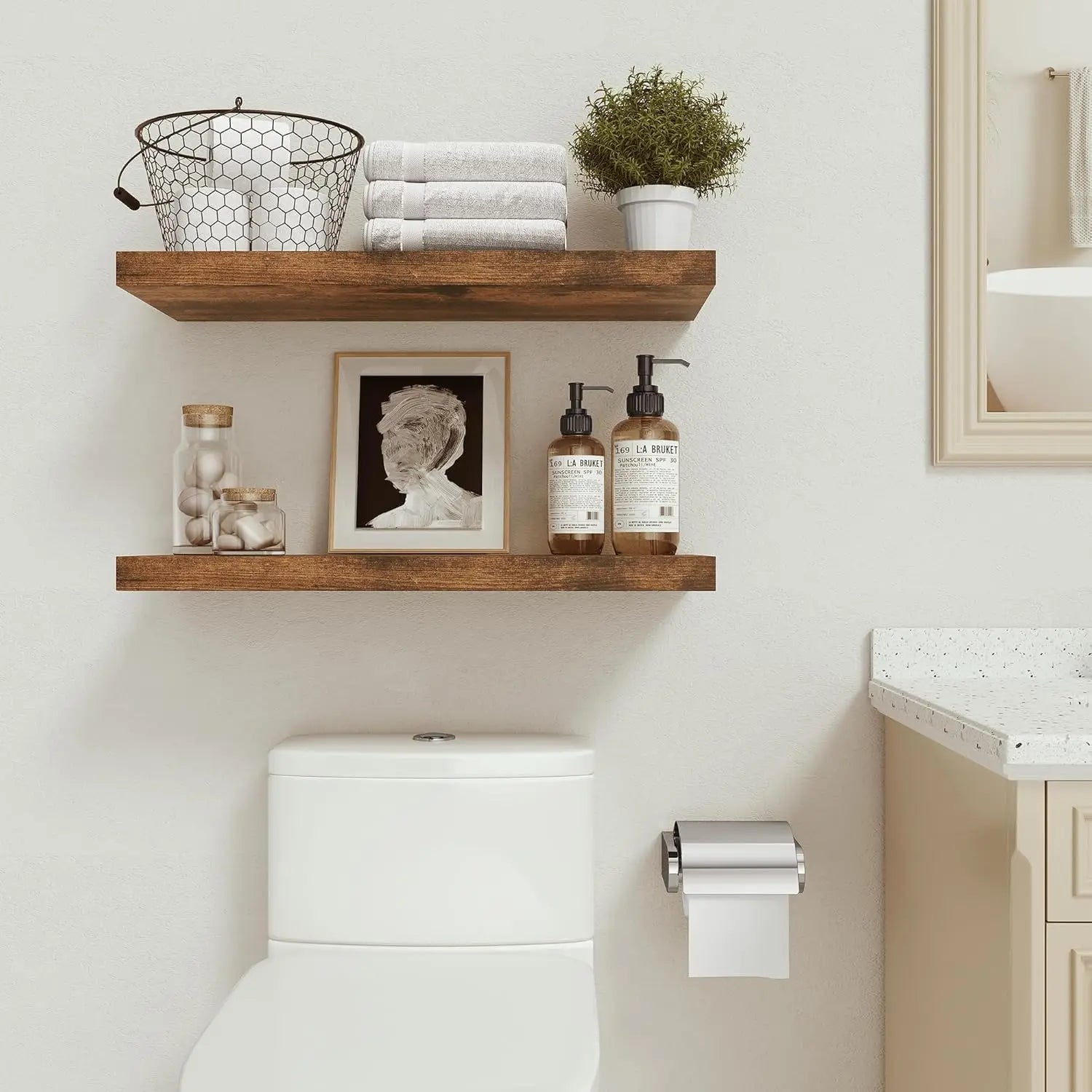 Heritage Rustic Farmhouse Floating Shelves – Set of 2
