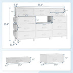 14-Drawer Fabric Storage Dresser with Wooden Top