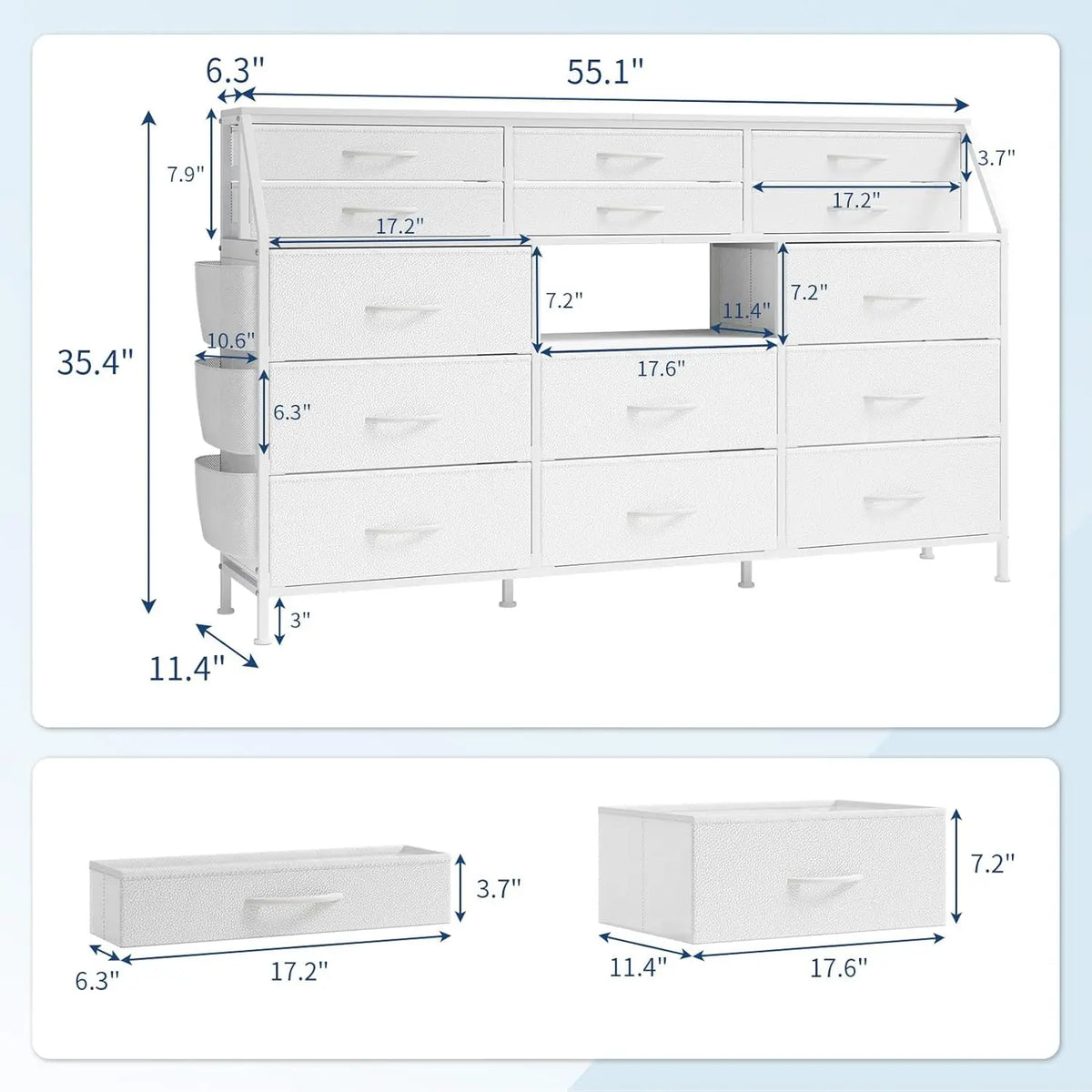 14-Drawer Fabric Storage Dresser with Wooden Top