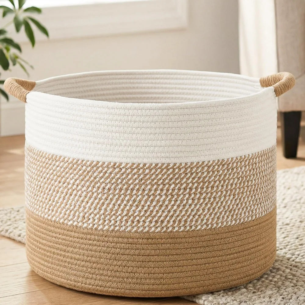 Willow Haven Large Cotton Rope Storage Basket – 70L